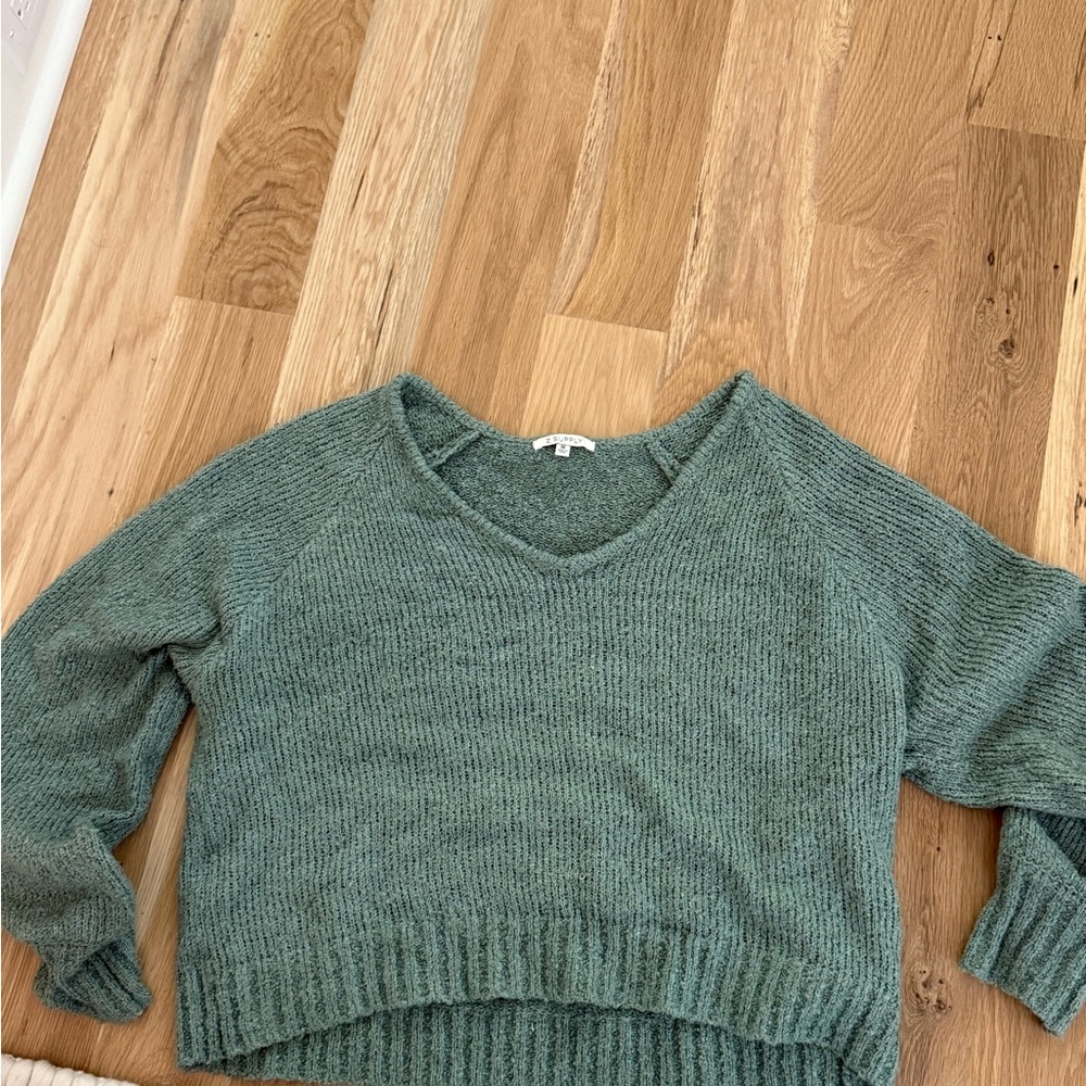 Z Supply Green V-Neck Sweater Soft Knit